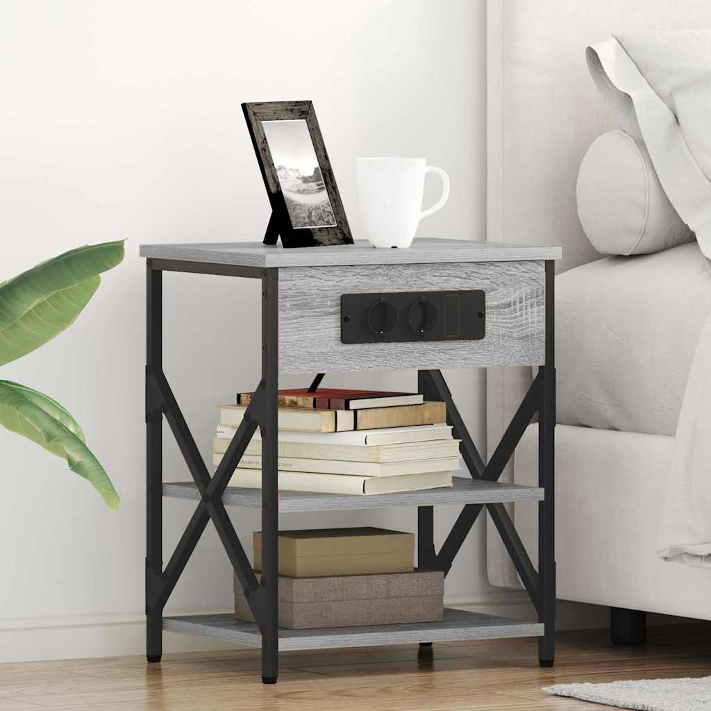 Noćni ormar 2 pcs Siva Sonoma 41 x 31 x 51 cm Konstruirano drvo