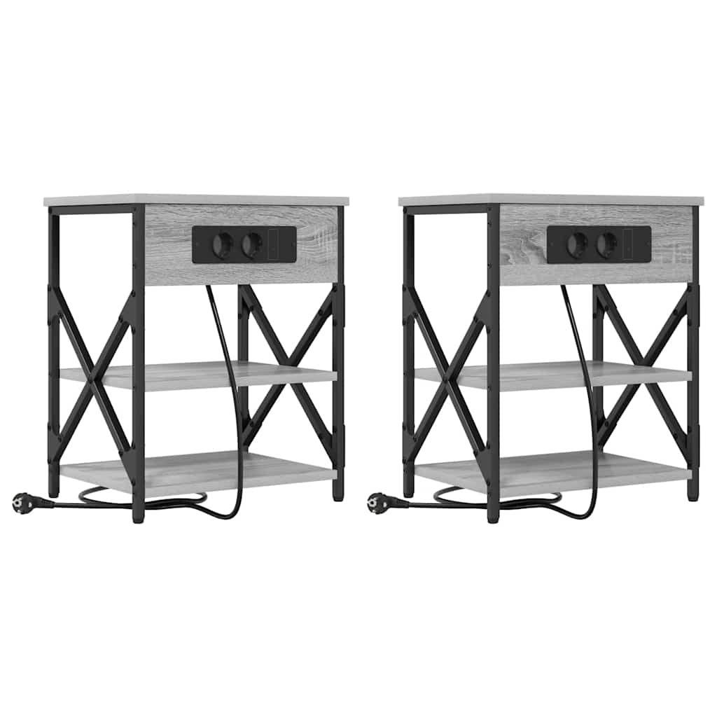 Noćni ormar 2 pcs Siva Sonoma 41 x 31 x 51 cm Konstruirano drvo