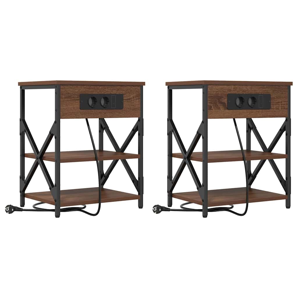 Noćni ormar 2 pcs Smeđi hrast 41 x 31 x 51 cm Konstruirano drvo