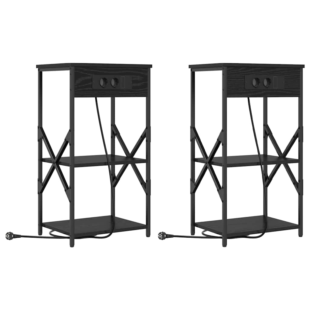 Noćni ormar 2 pcs Crni hrast 41 x 31 x 76 cm Konstruirano drvo