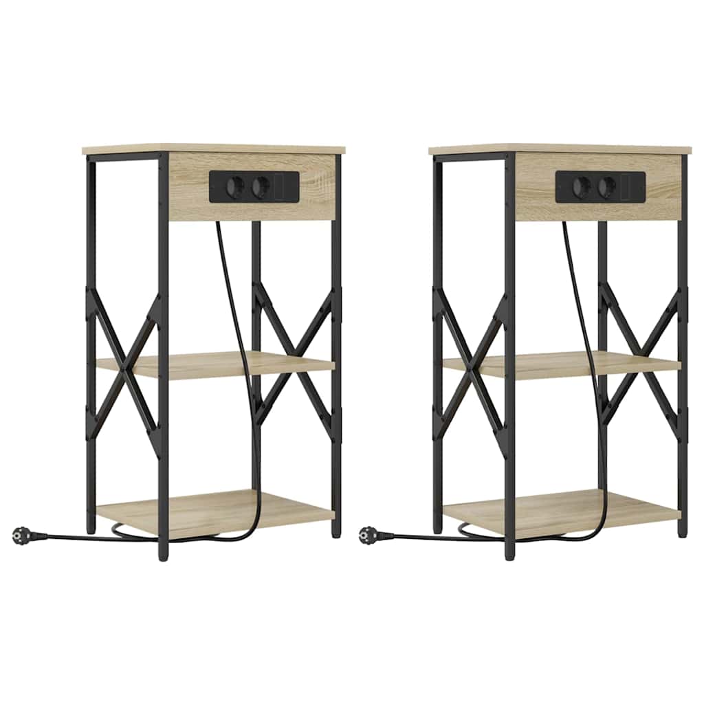 Noćni ormar s policom 2 pcs Sonoma hrast 41 x 31 x 76 cm