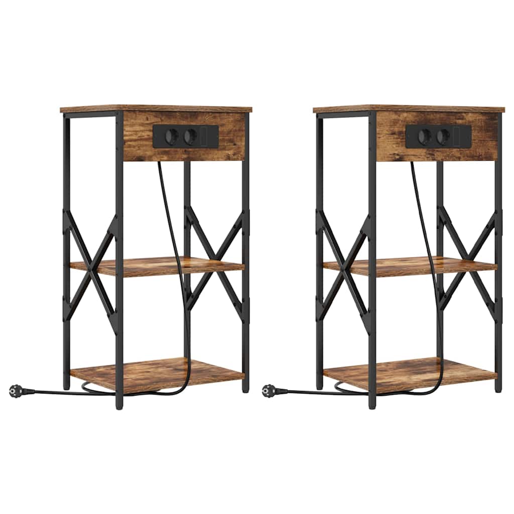 Noćni ormar s policom 2 pcs Dimljeni hrast 41 x 31 x 76 cm