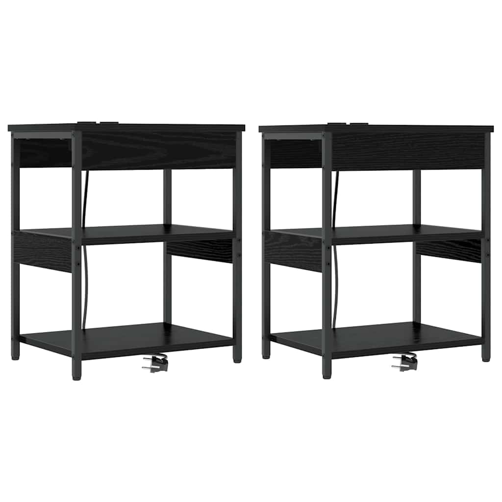 Noćni ormar 2 pcs Crni hrast 41 x 31 x 51 cm Konstruirano drvo