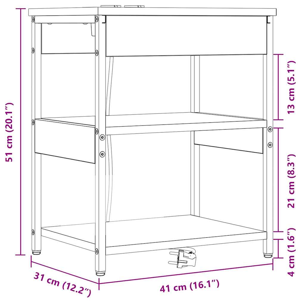 Noćni ormar 2 pcs Sonoma hrast 41 x 31 x 51 cm