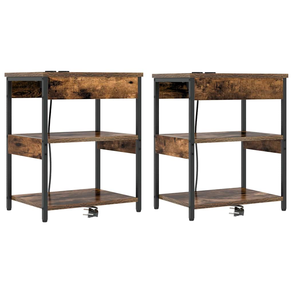 Noćni ormar 2 pcs Dimljeni hrast 41 x 31 x 51 cm