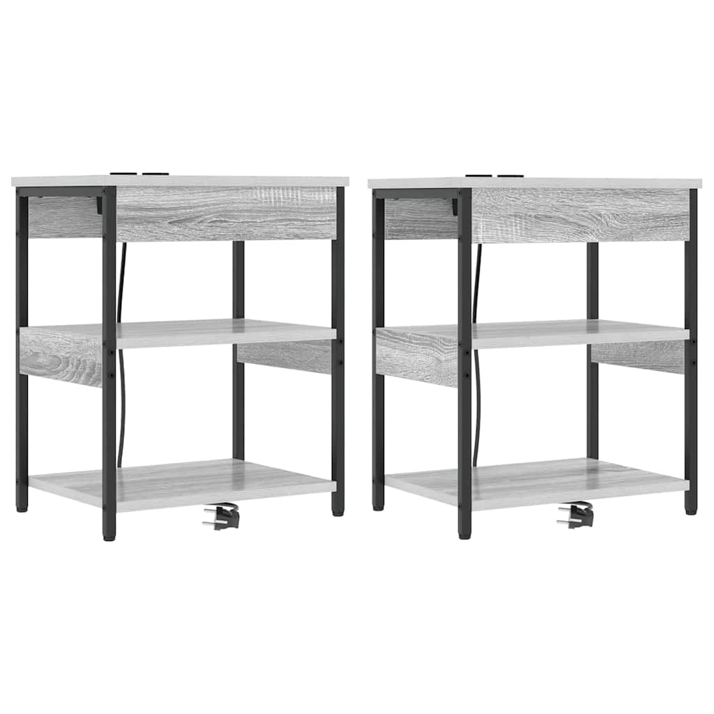Noćni ormar 2 pcs Siva Sonoma 41 x 31 x 51 cm Konstruirano drvo