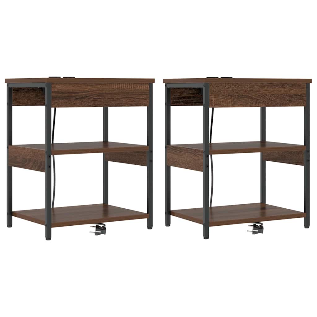 Noćni ormar 2 pcs Smeđi hrast 41 x 31 x 51 cm Konstruirano drvo