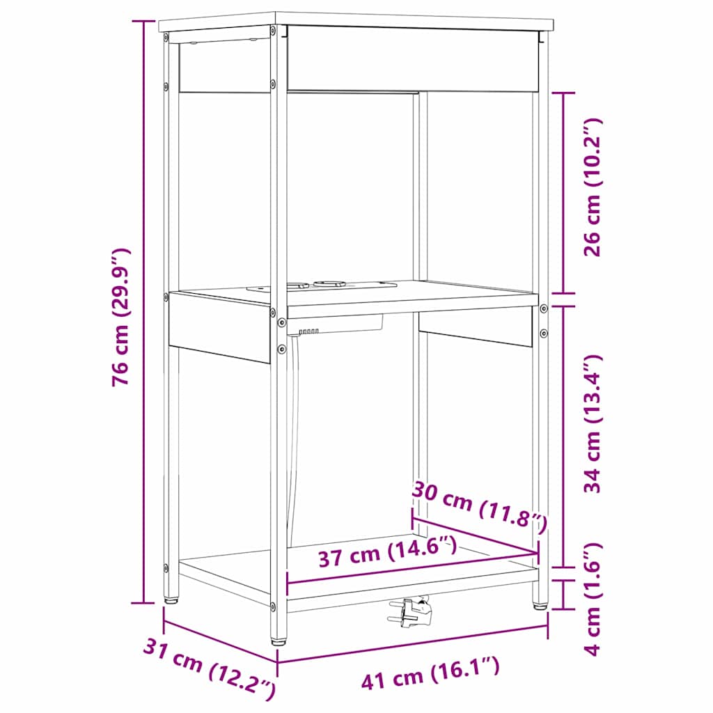 Noćni ormar Crni hrast 41 x 31 x 76 cm Konstruirano drvo