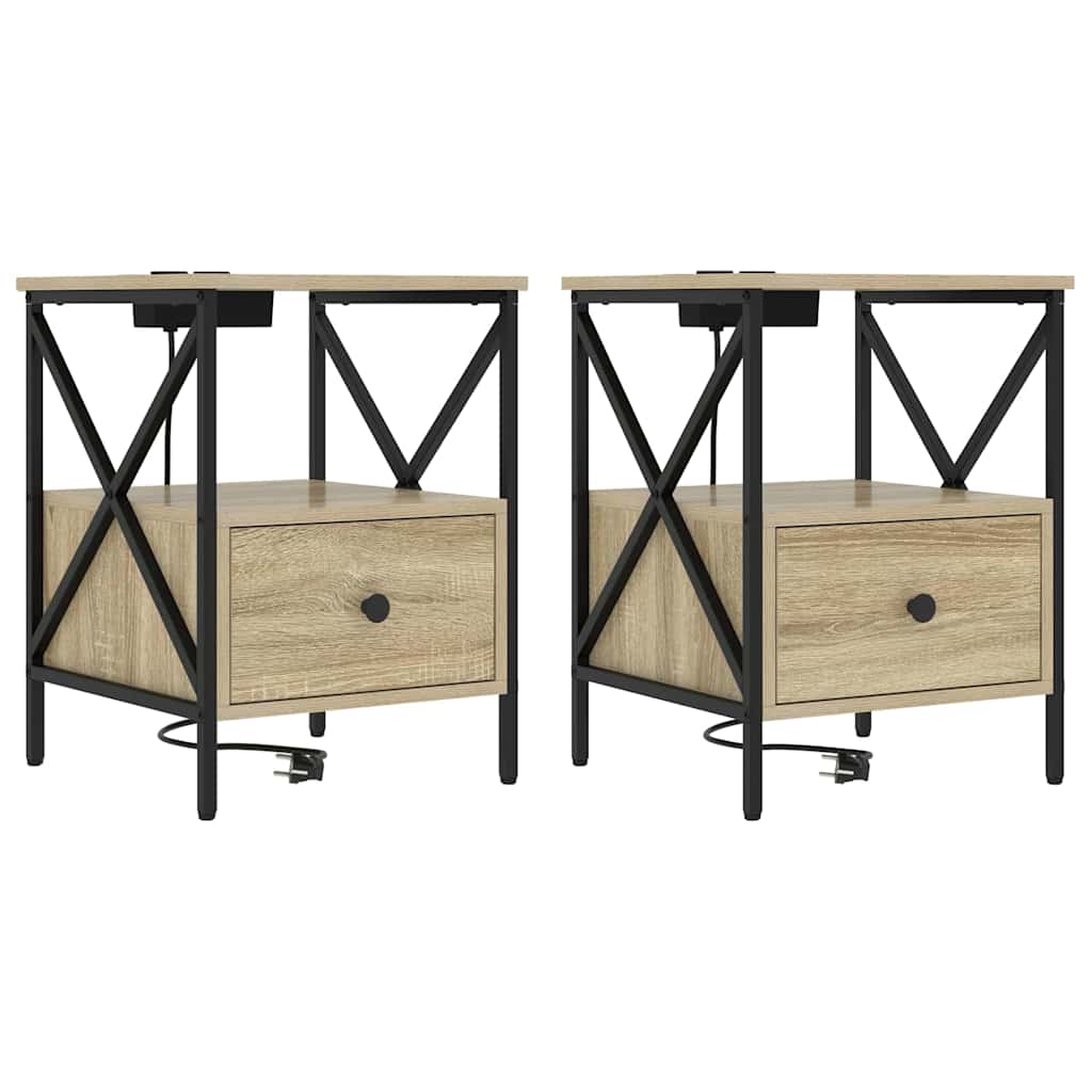 Noćni ormar s ladicama 2 pcs Sonoma hrast 41,5 x 40,5 x 55 cm