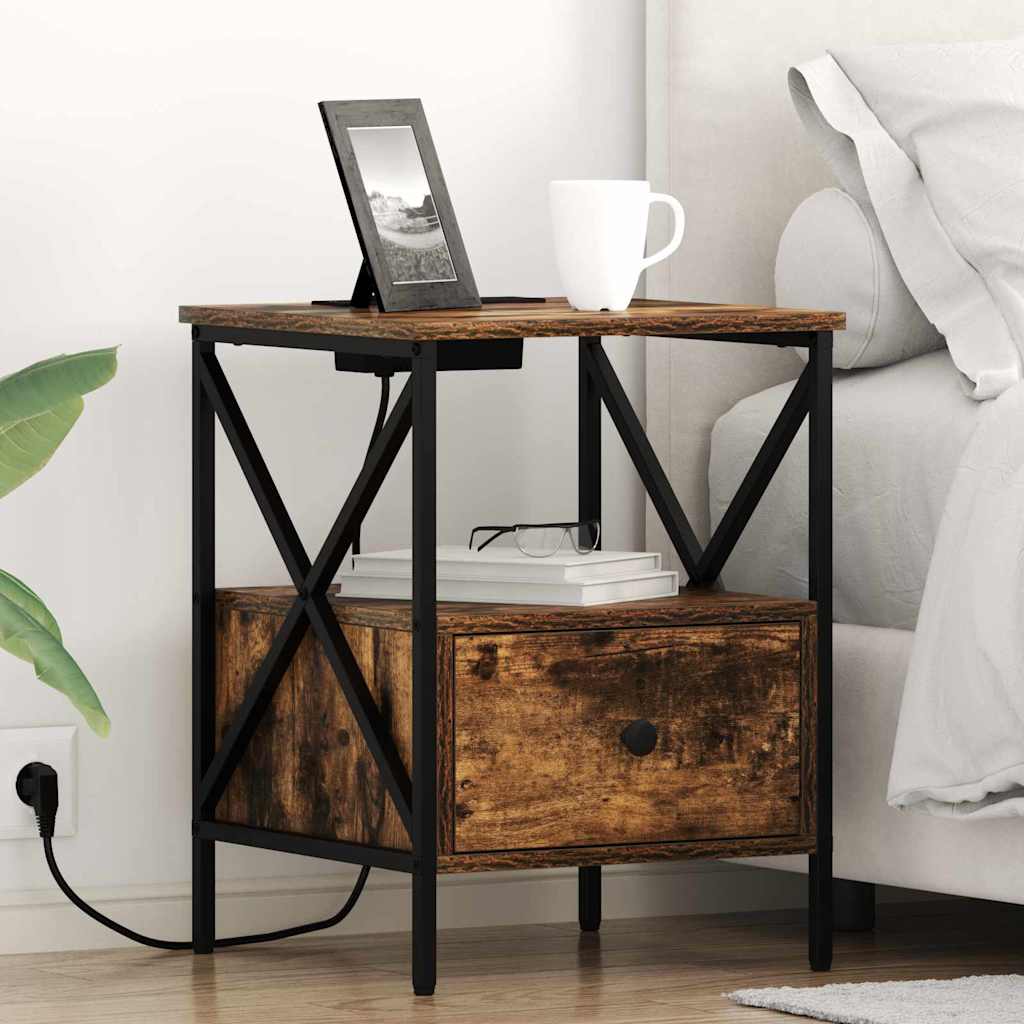 Noćni ormar s ladicama 2 pcs Dimljeni hrast 41,5 x 40,5 x 55 cm