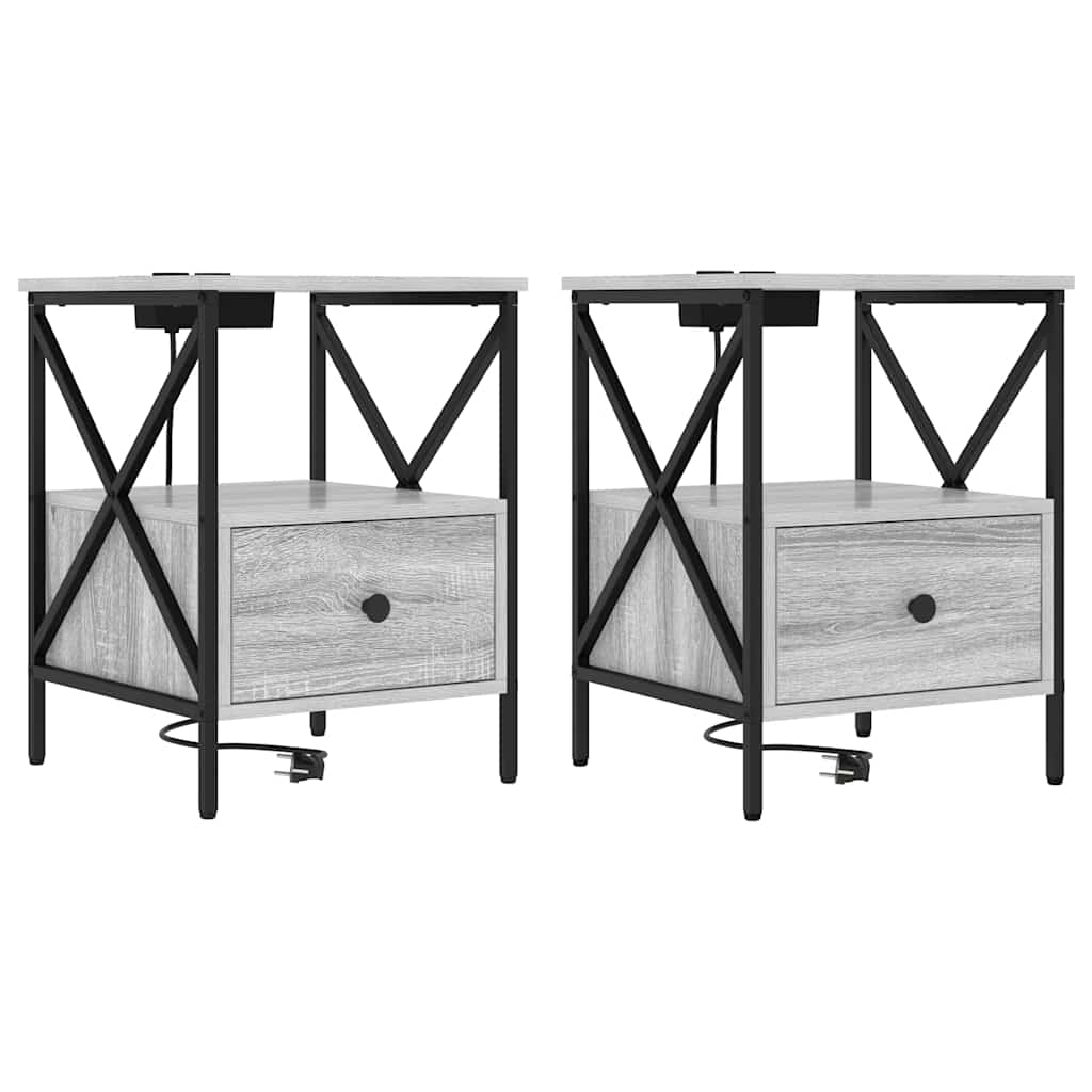 Noćni ormar s ladicama 2 pcs Siva Sonoma 41,5 x 40,5 x 55 cm