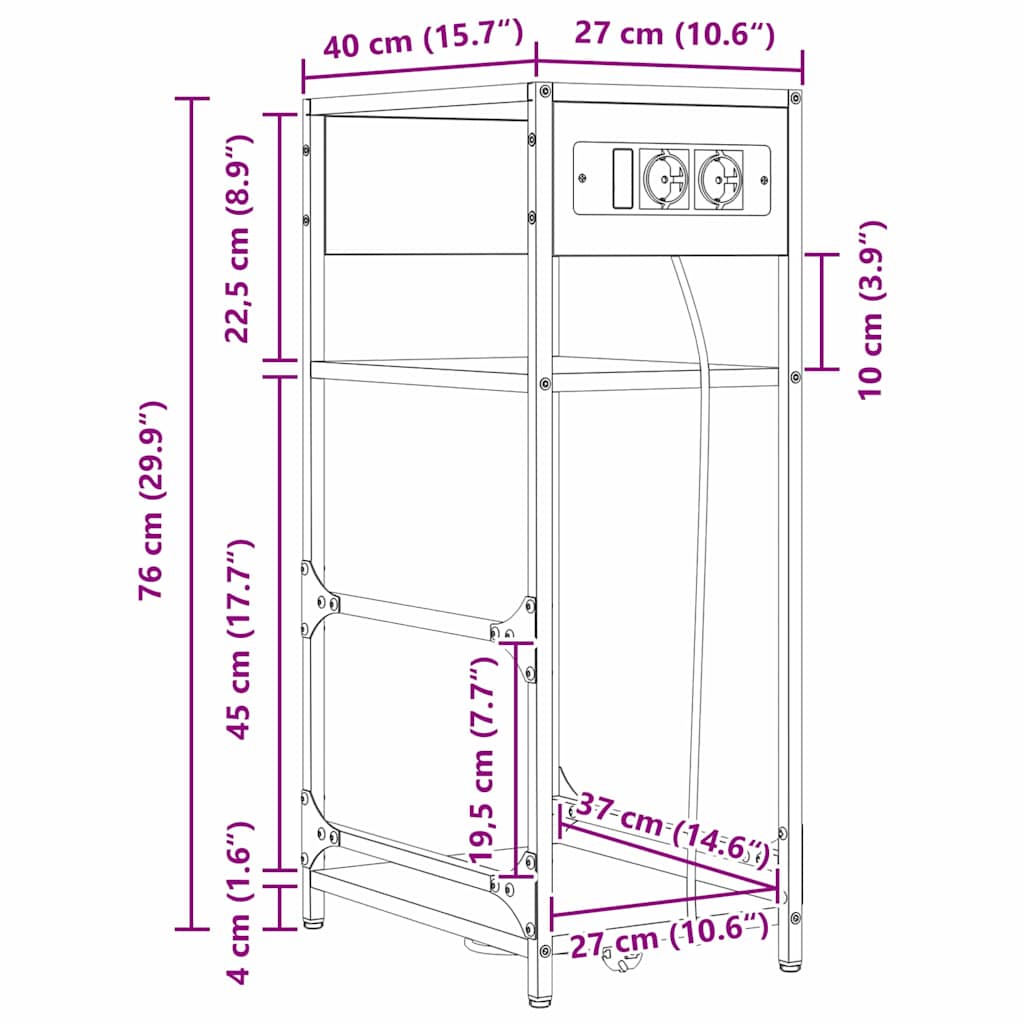 Noćni ormar Siva Sonoma 40 x 27 x 76 cm Konstruirano drvo