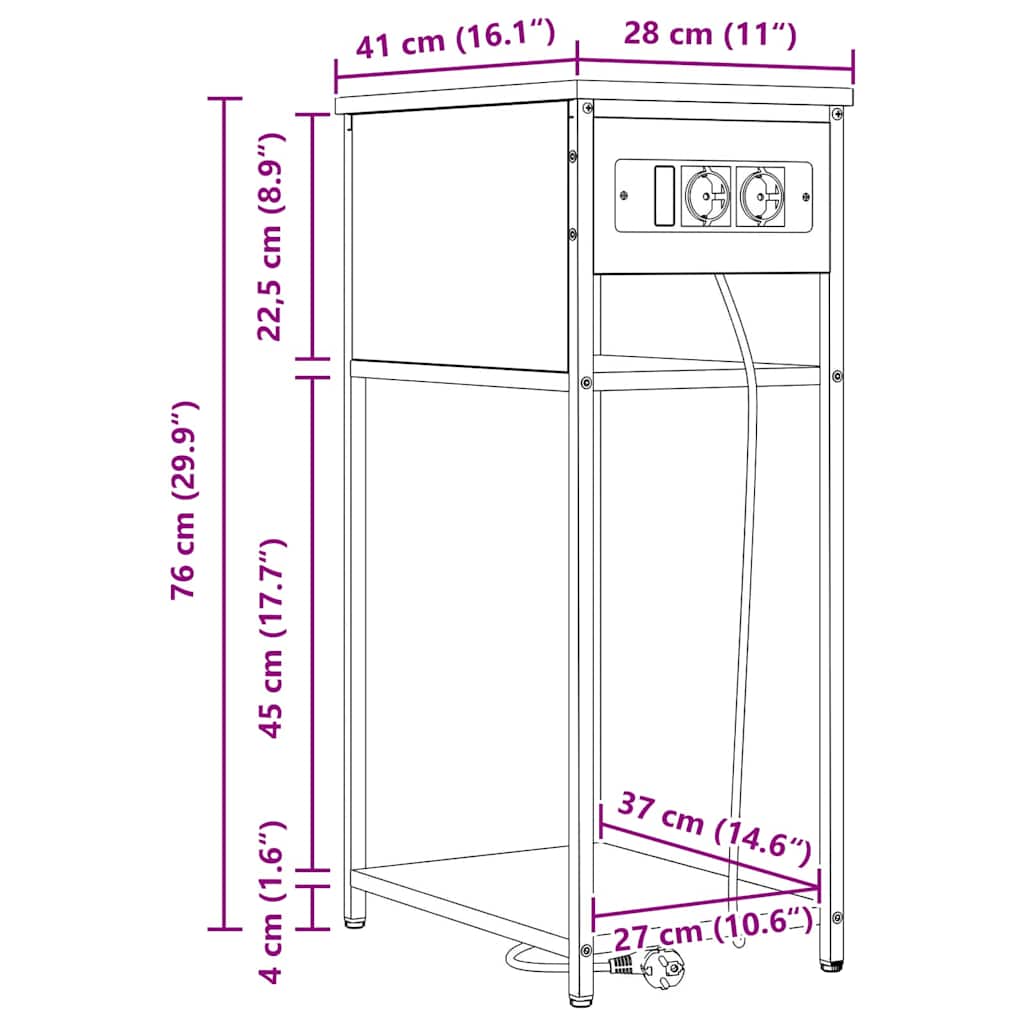 Noćni ormar Crni hrast 41 x 28 x 76 cm Konstruirano drvo