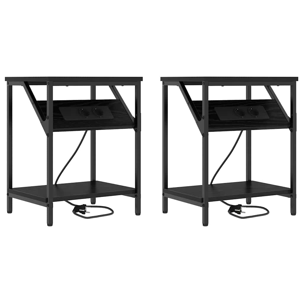 Noćni ormar 2 pcs Crni hrast 38 x 30 x 48 cm Konstruirano drvo