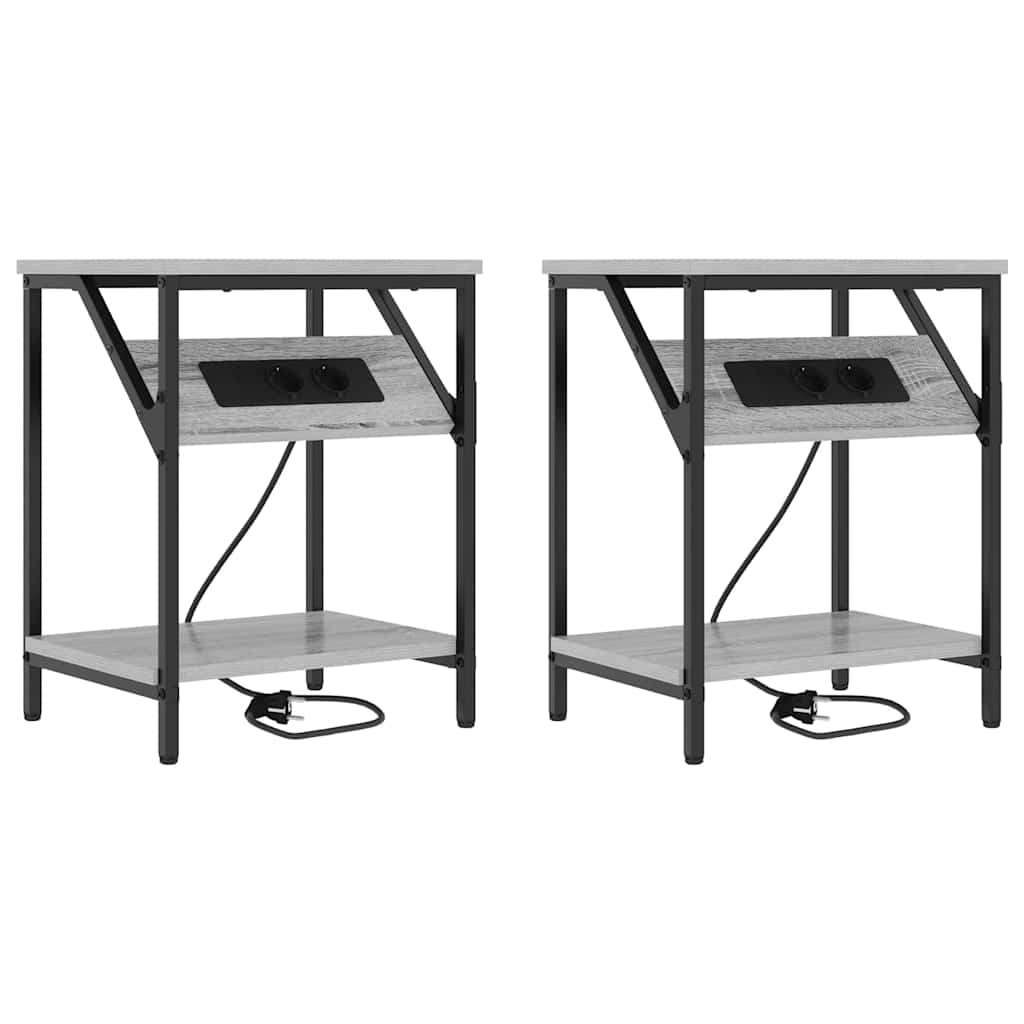 Noćni ormar 2 pcs Siva Sonoma 38 x 30 x 48 cm Konstruirano drvo