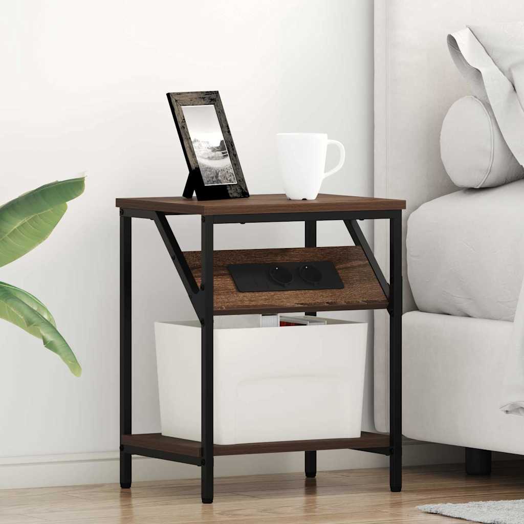 Noćni ormar 2 pcs Smeđi hrast 38 x 30 x 48 cm Konstruirano drvo