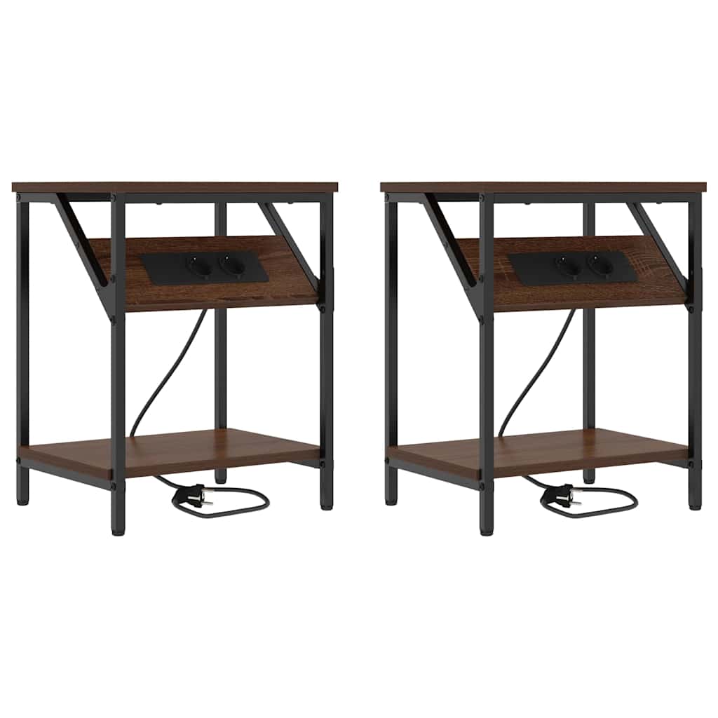 Noćni ormar 2 pcs Smeđi hrast 38 x 30 x 48 cm Konstruirano drvo