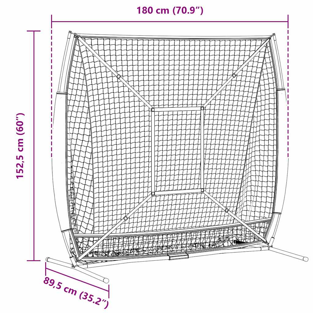 Mreža za vježbanje baseballa 180 x 89,5 x 152,5 cm