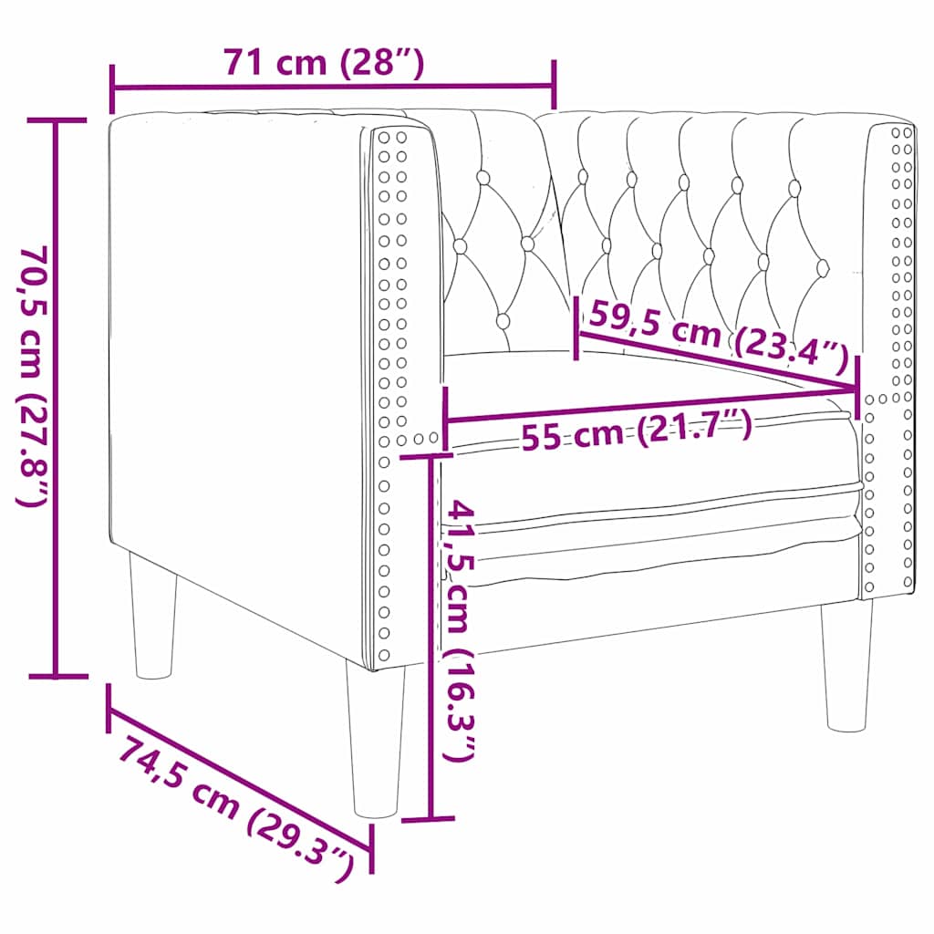 Sofa Svijetlo siva 74,5 x 71 x 70,5 cm Baršun