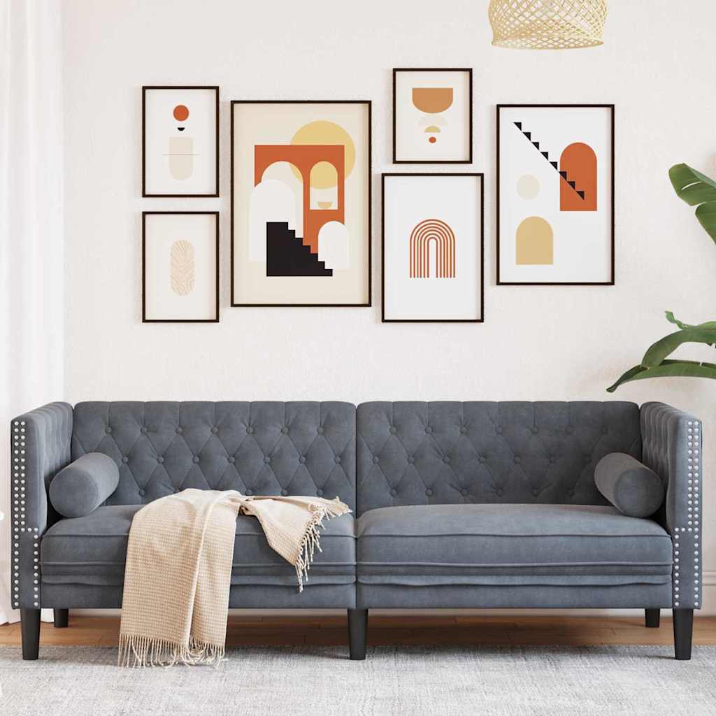 Sofa Tamno siva 194 x 74,5 x 70,5 cm Baršun