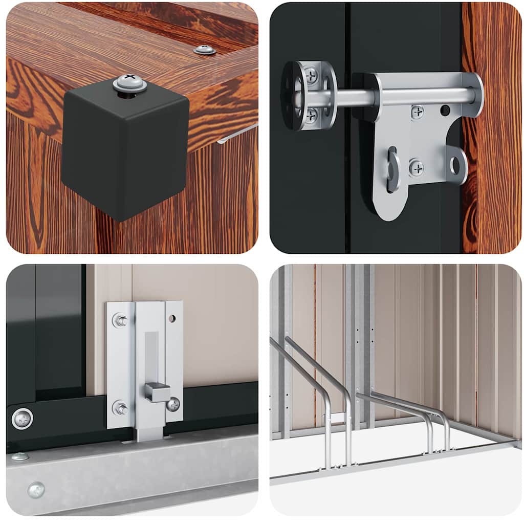 Drvarnica za bicikle 3 pcs Smeđa 216 x 207 x 158 cm Metal
