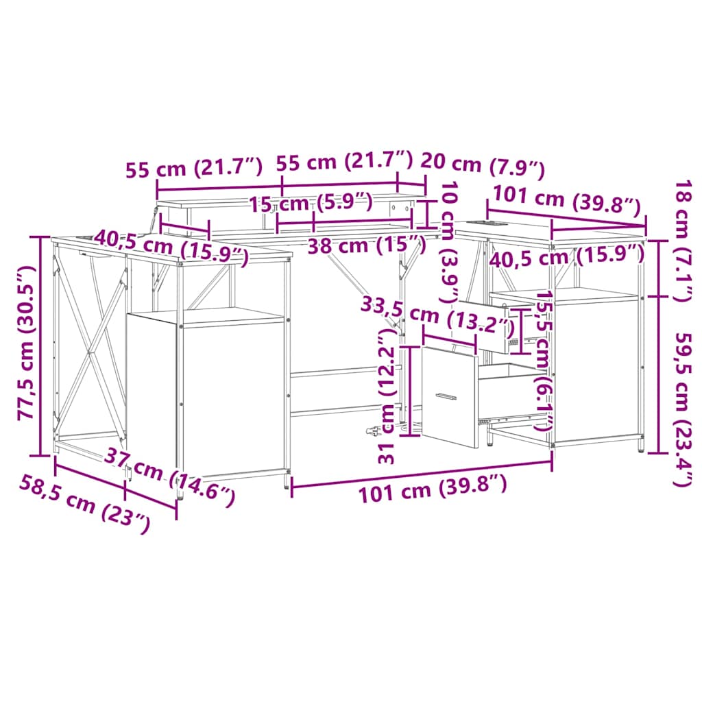 Stol Sonoma hrast 182 x 101 x 87,5 cm Konstruirano drvo