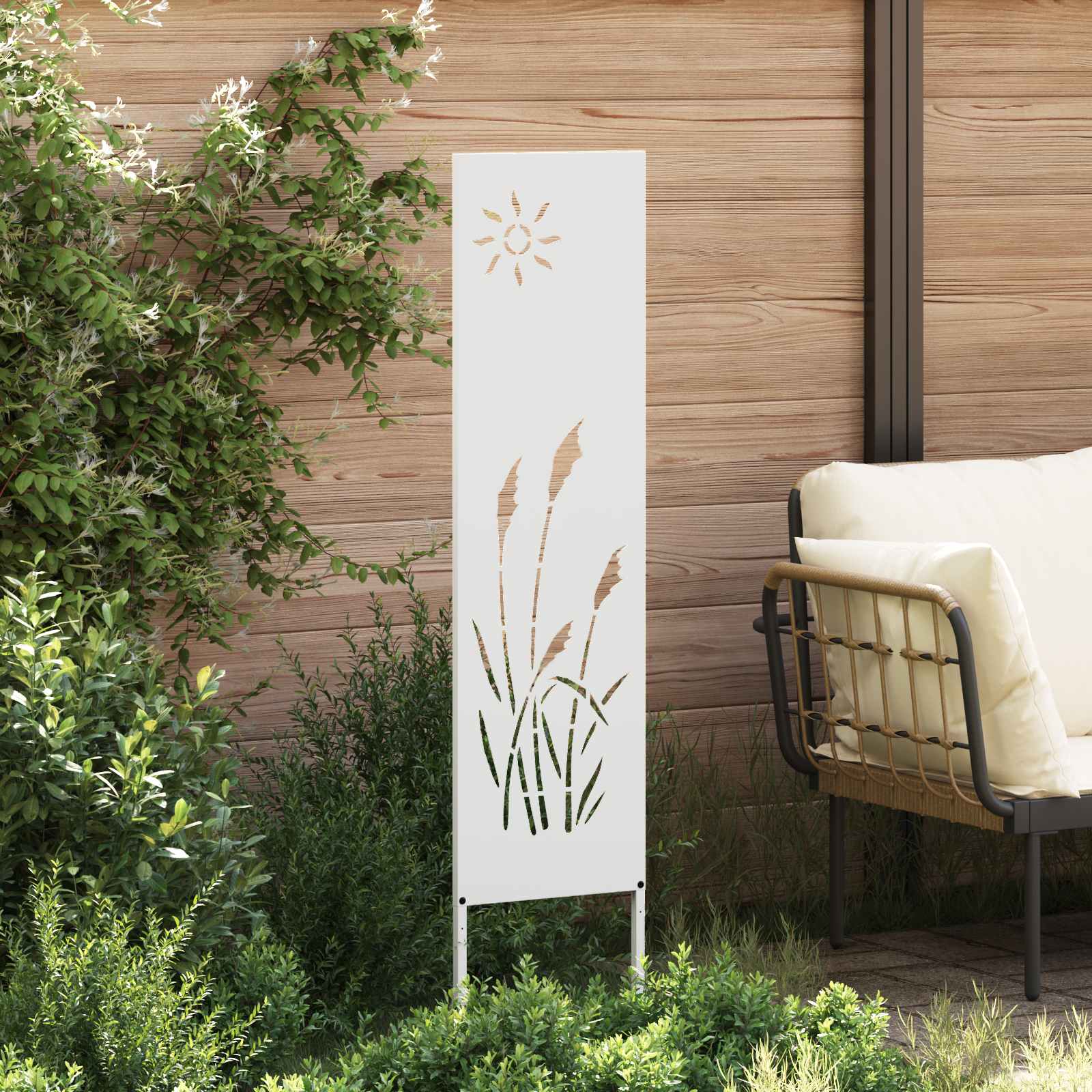 Privatnost u vrtu Bijelo 32 x 140 cm Hladno valjana čelična