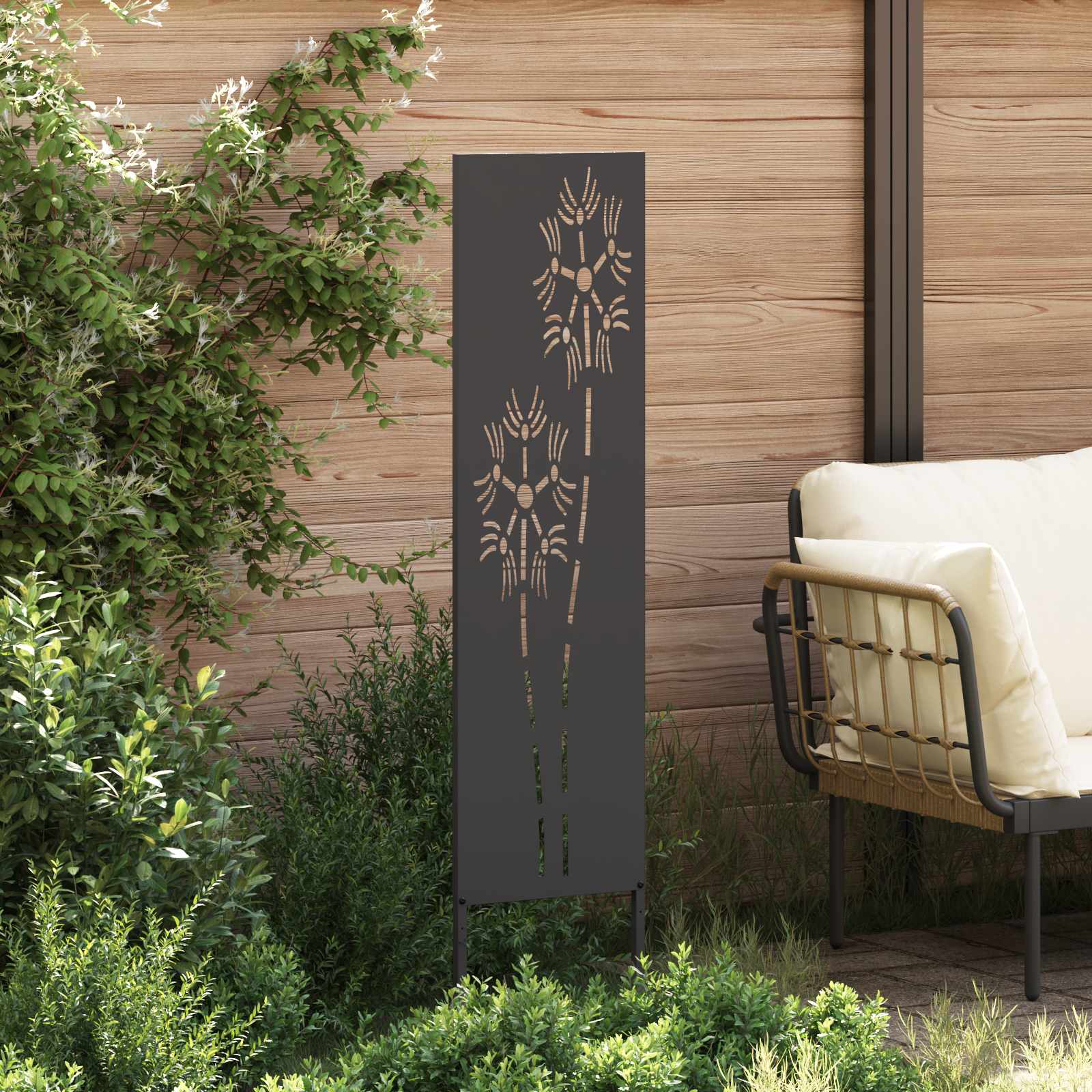 Privatnost u vrtu Crna 32 x 140 cm Hladno valjana čelična