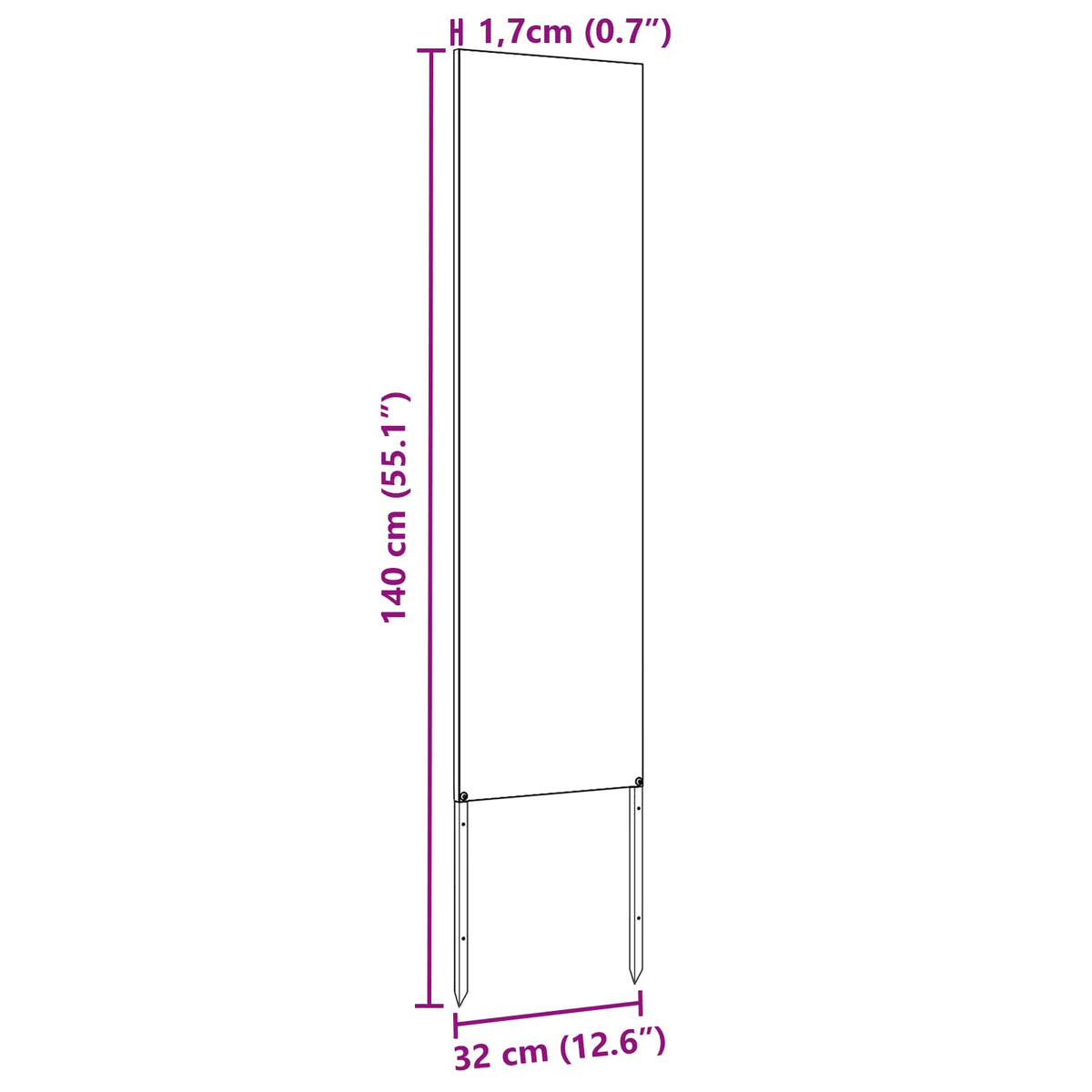 Privatnost u vrtu Crna 32 x 140 cm Hladno valjana čelična
