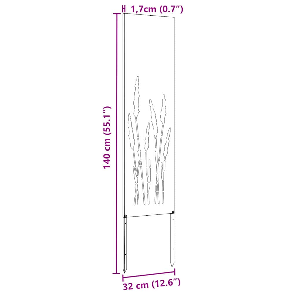 Privatnost u vrtu Crna 32 x 140 cm Hladno valjana čelična