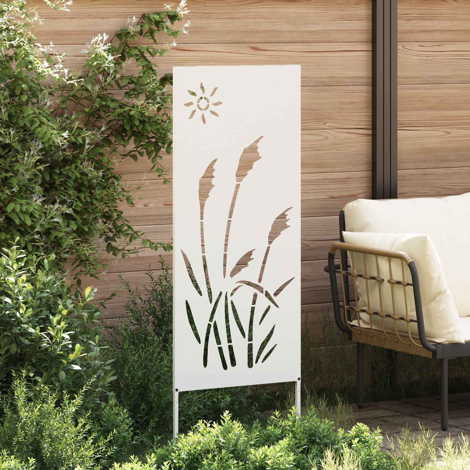 Privatnost u vrtu Bijelo 50 x 140 cm Hladno valjana čelična