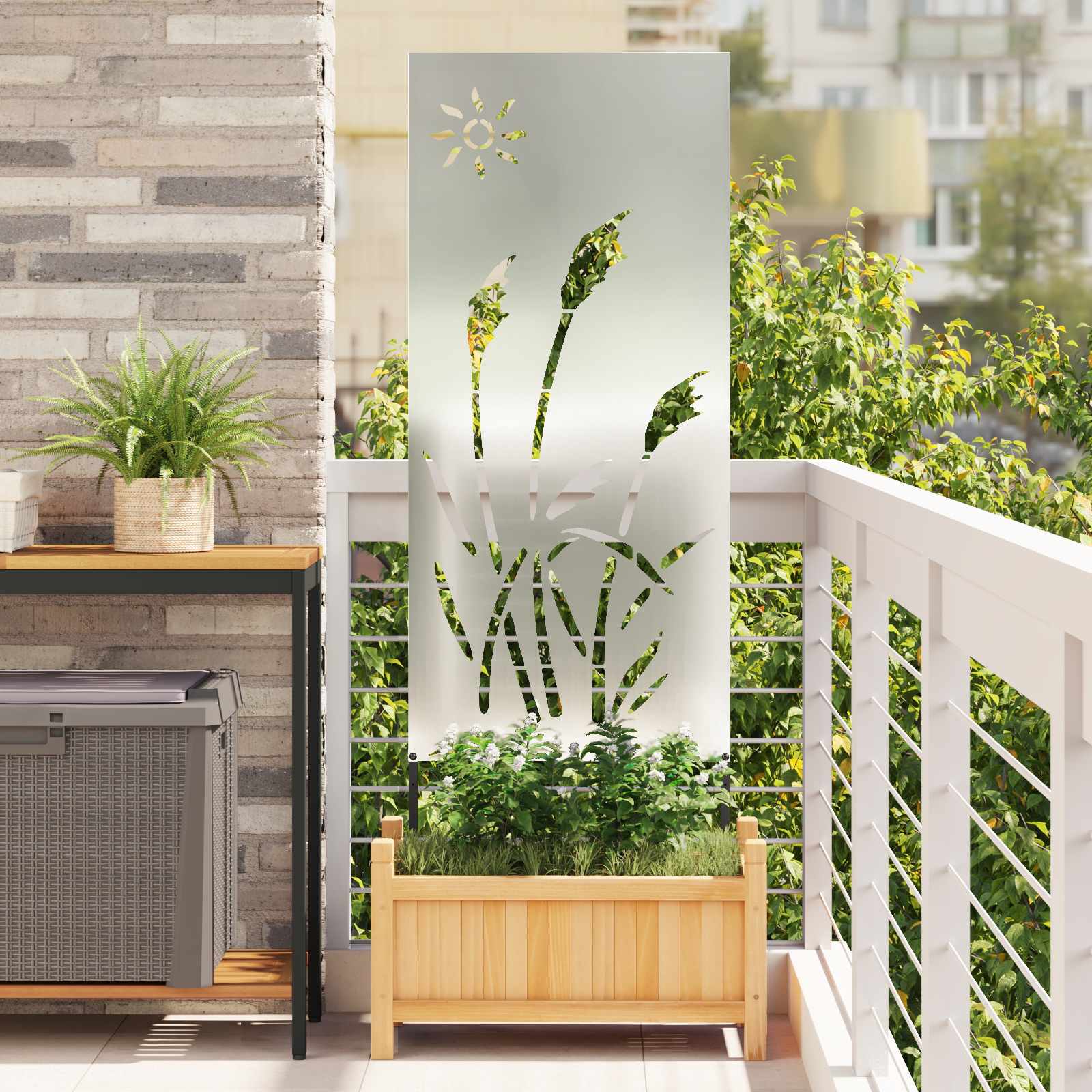 Privatnost u vrtu Rezbarija Srebrno 50 x 140 cm Pocinčani čelik