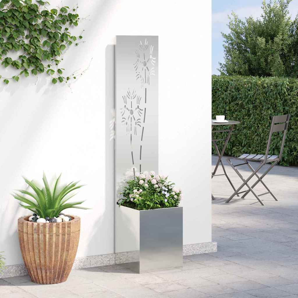 Privatnost u vrtu Cvjetni Srebrno 32 x 150 cm Pocinčani čelik