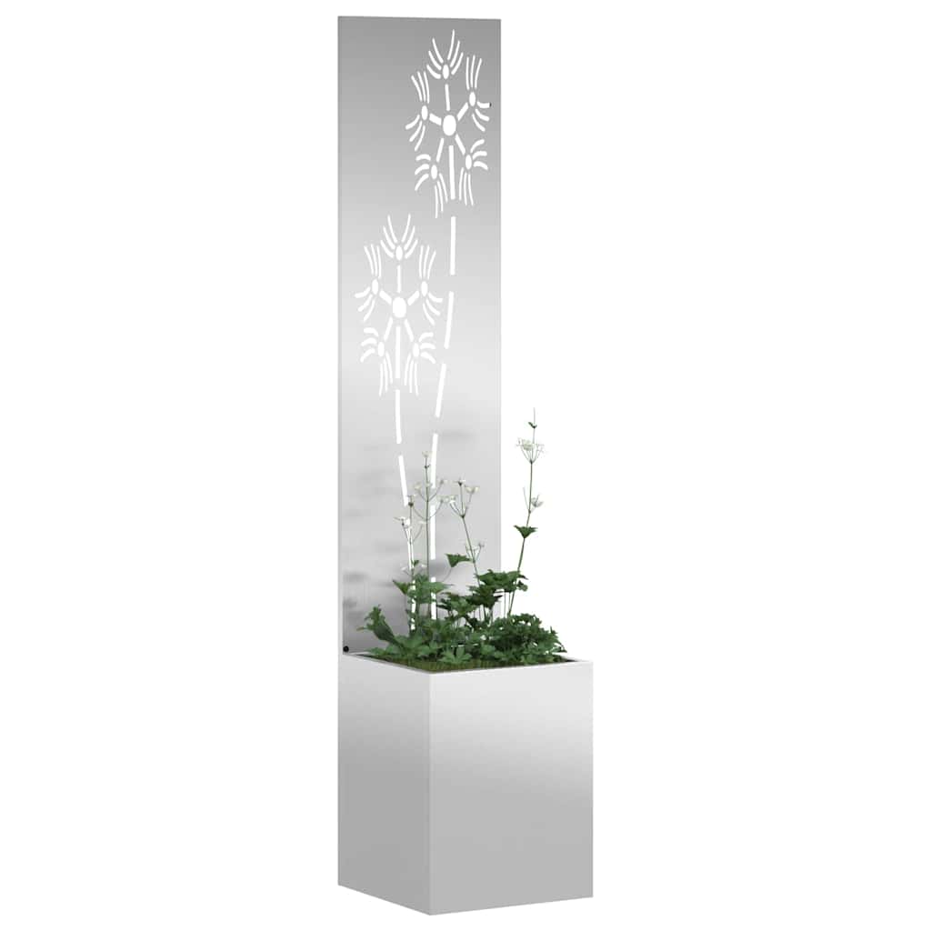 Privatnost u vrtu Cvjetni Srebrno 32 x 150 cm Pocinčani čelik