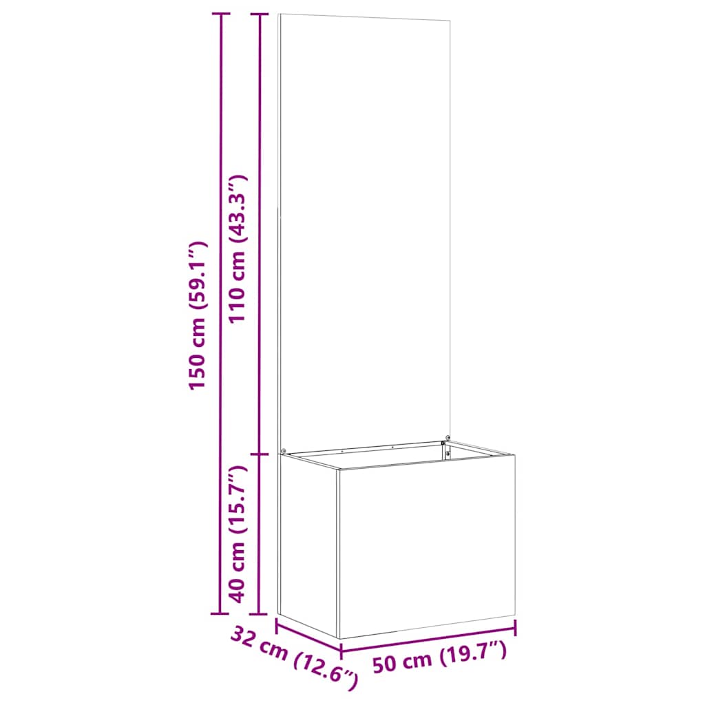 Privatnost u vrtu Crna 50 x 150 cm Hladno valjana čelična
