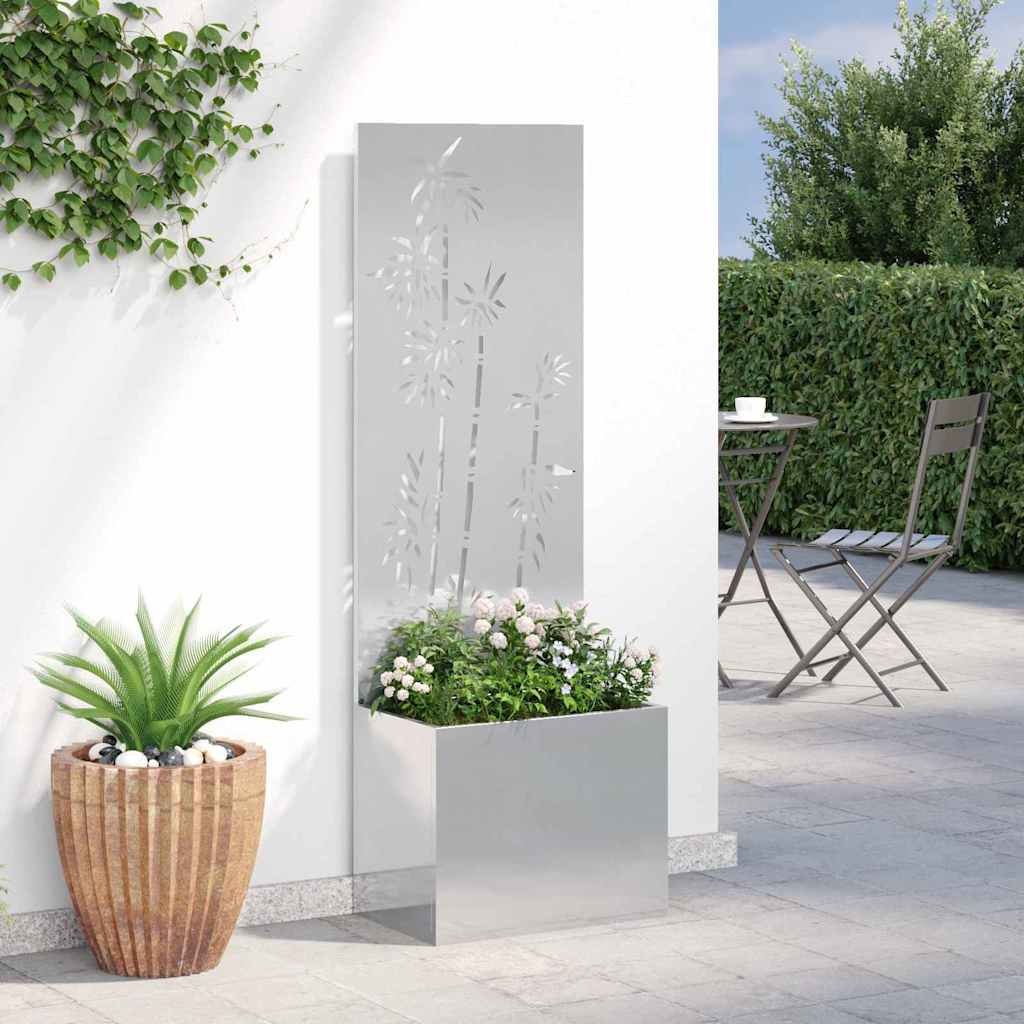 Privatnost u vrtu Cvjetni Srebrna 50 x 150 cm Nehrđajući čelik