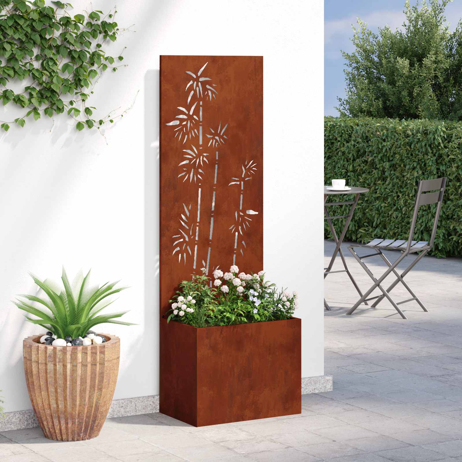 Privatnost u vrtu Cvjetni Rđa 50 x 150 cm Otporni čelik