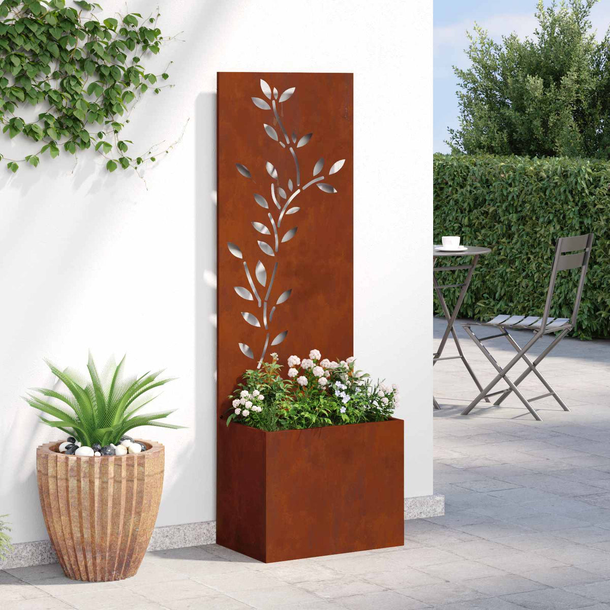 Privatnost u vrtu Cvjetni Rđa 50 x 140 cm Otporni čelik