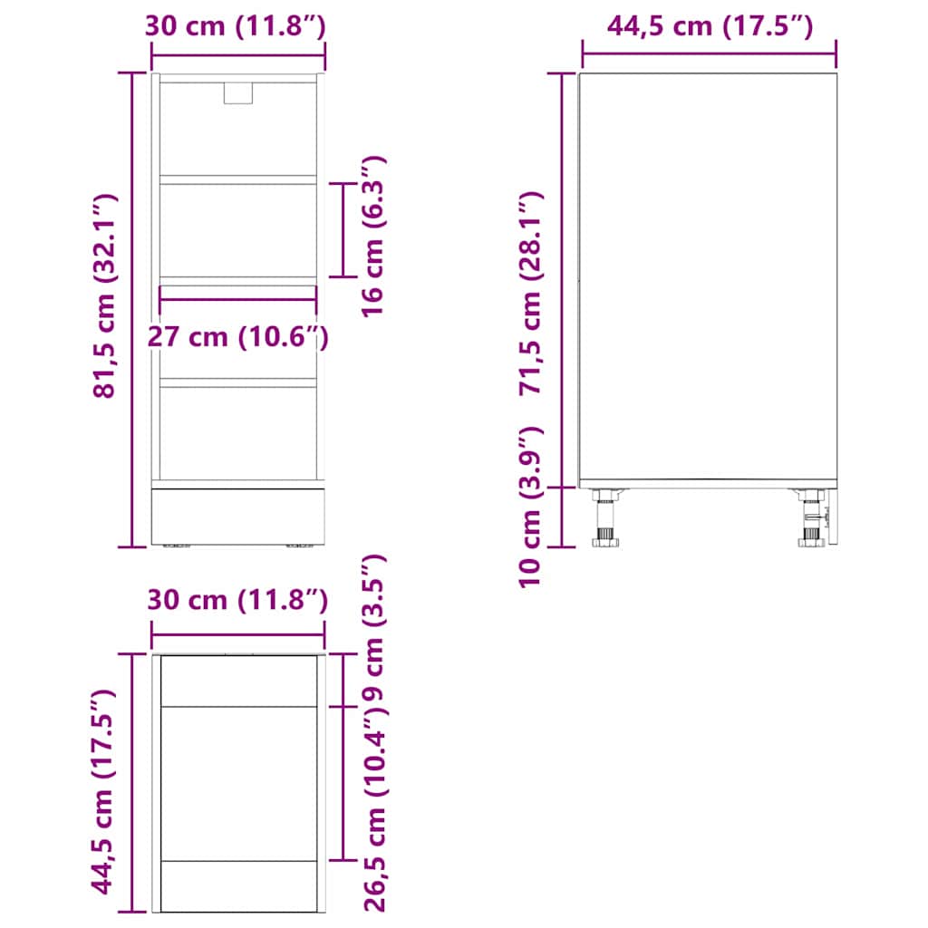 Kuhinjska baza ormarića Crni hrast 30 x 44,5 x 81,5 cm