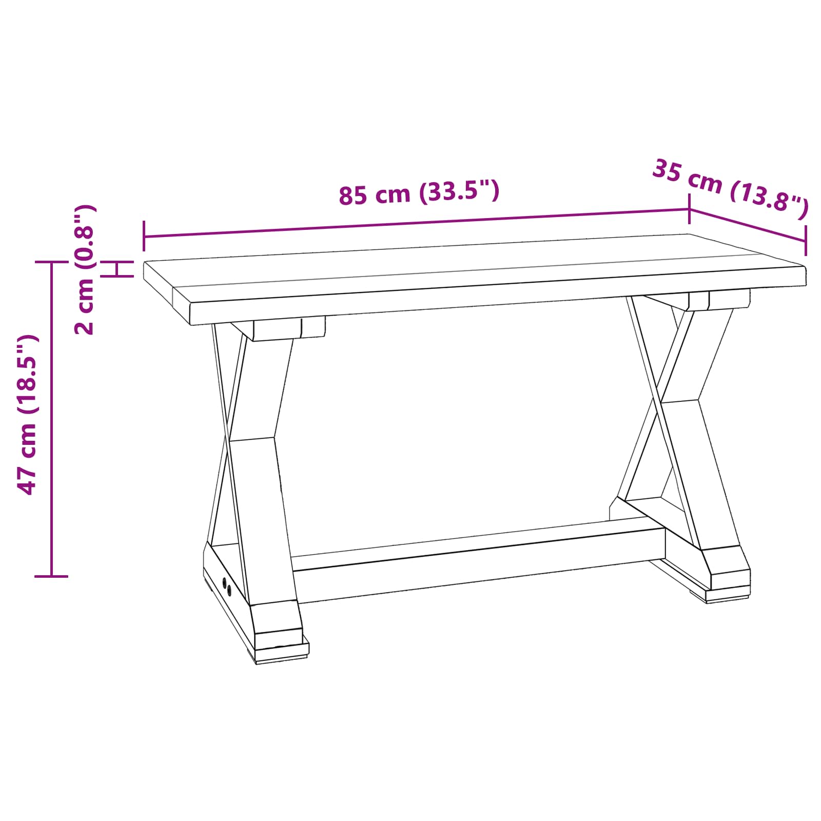 klupa Prirodna 85 x 35 x 46 cm Čvrsto drvo iz reciklaže