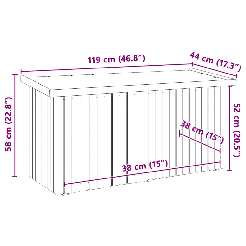 Kutija za spremanje u vrtu Prirodna 119 x 44 x 58,5 cm
