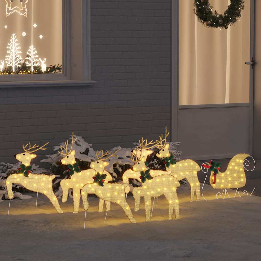 LED Riječni jeleni 7 pcs Zlatno tkanina