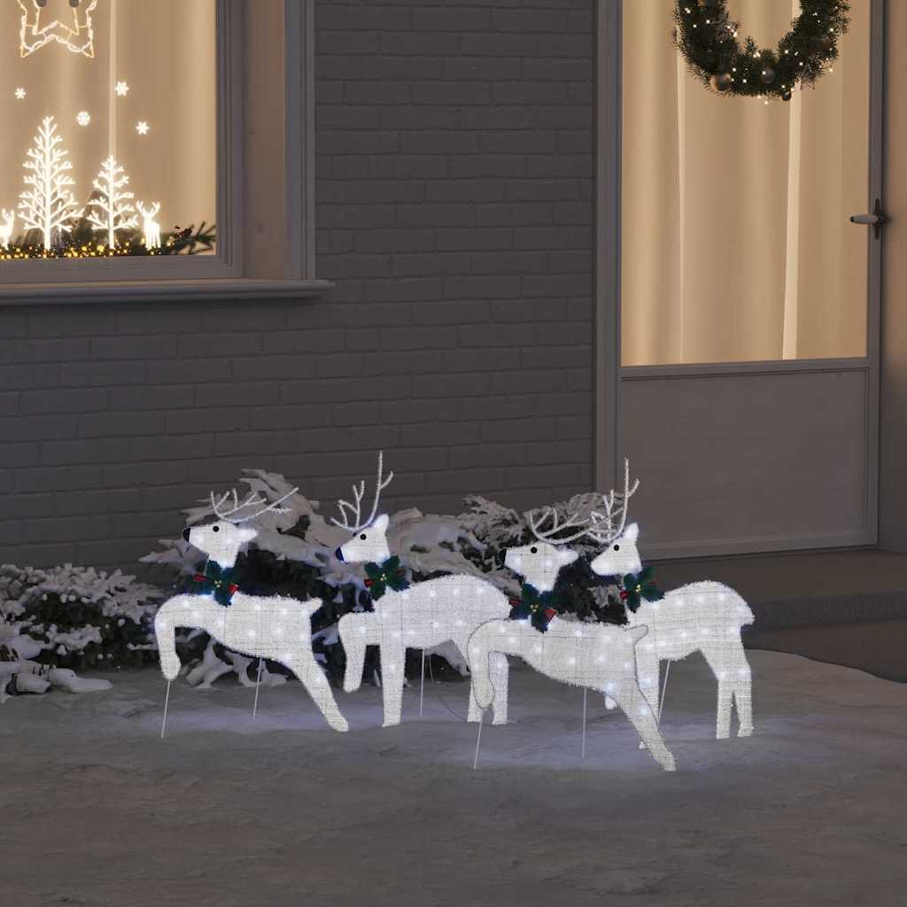 LED Riječni jeleni 4 pcs Srebrno tkanina