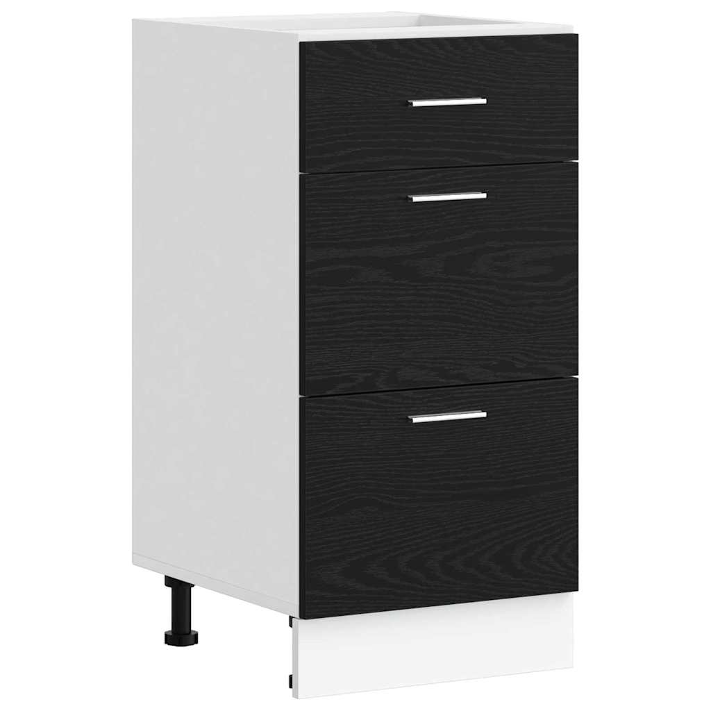 Kuhinjska baza ormarića s ladicama Crni hrast 40 x 46 x 81,5 cm