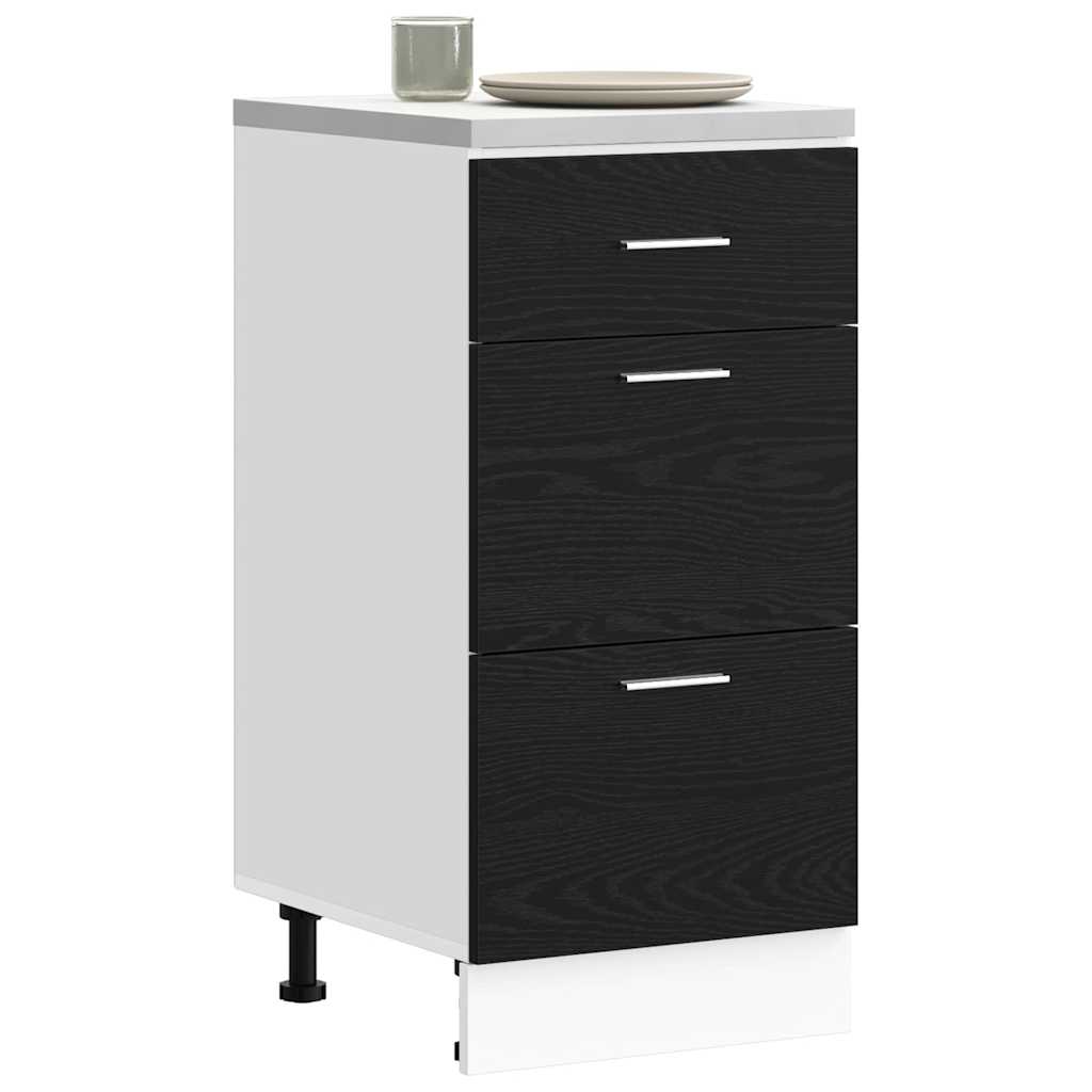 Kuhinjska baza ormarića s ladicama Crni hrast 40 x 46 x 81,5 cm