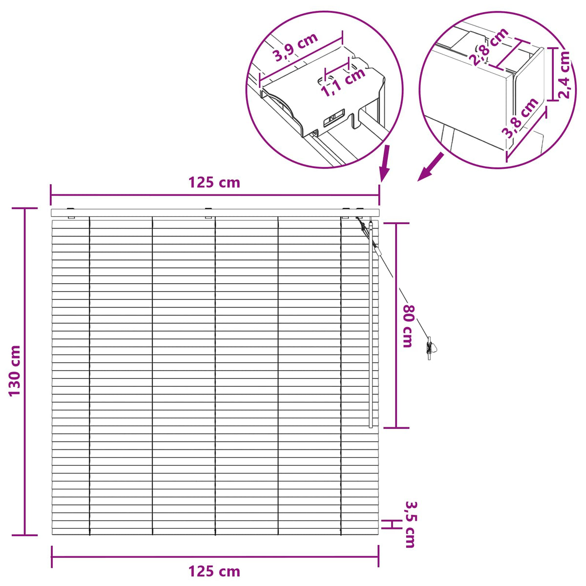 Venecijanska roleta Izgled hrasta 125 x 130 cm 35 mm