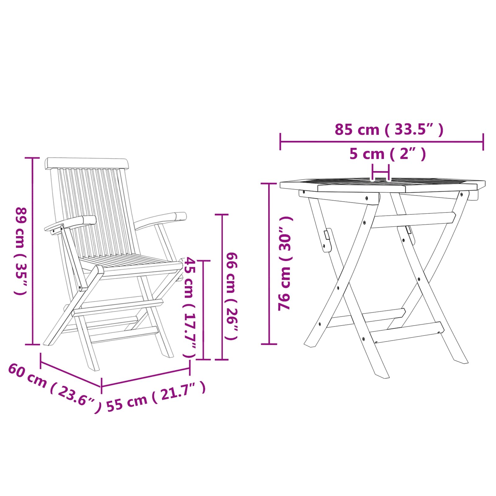 Vrtni set za objed 3 pcs Smeđa Čvrsto drvo akacije