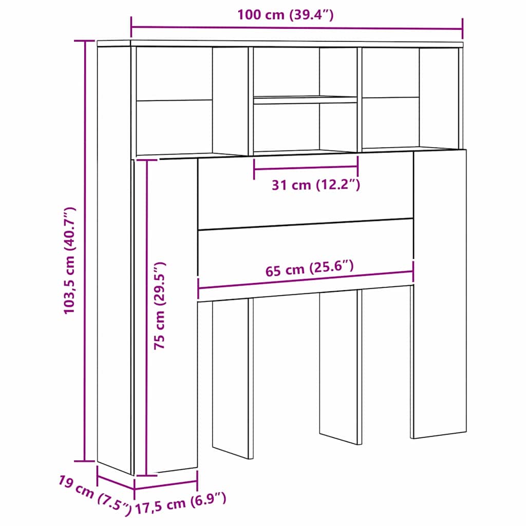 Glava kreveta s ormarićem Zidne Staro drvo 100 x 19 x 103,5 cm