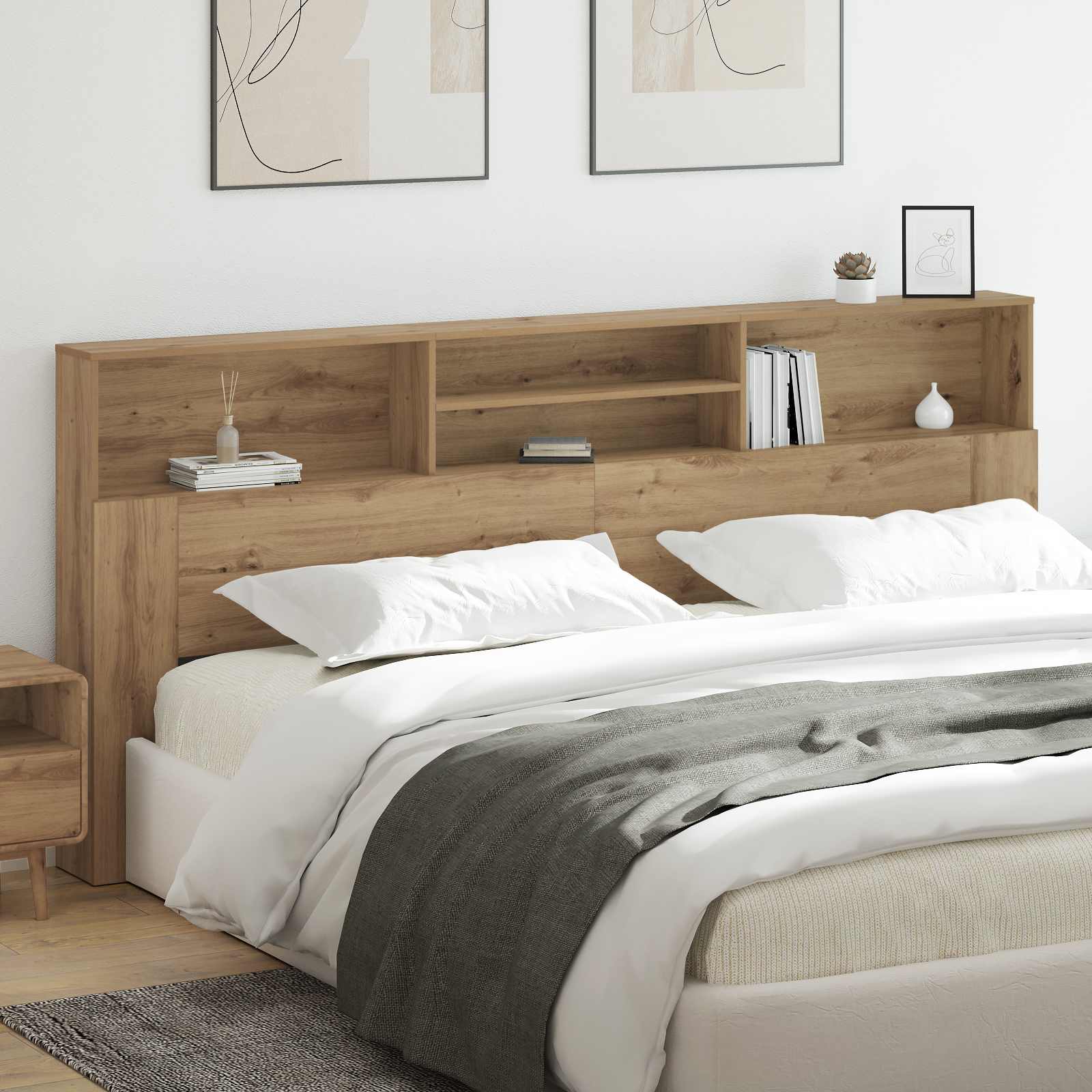 Glava kreveta s ormarićem Umjetnički hrast 220 x 19 x 101,5 cm