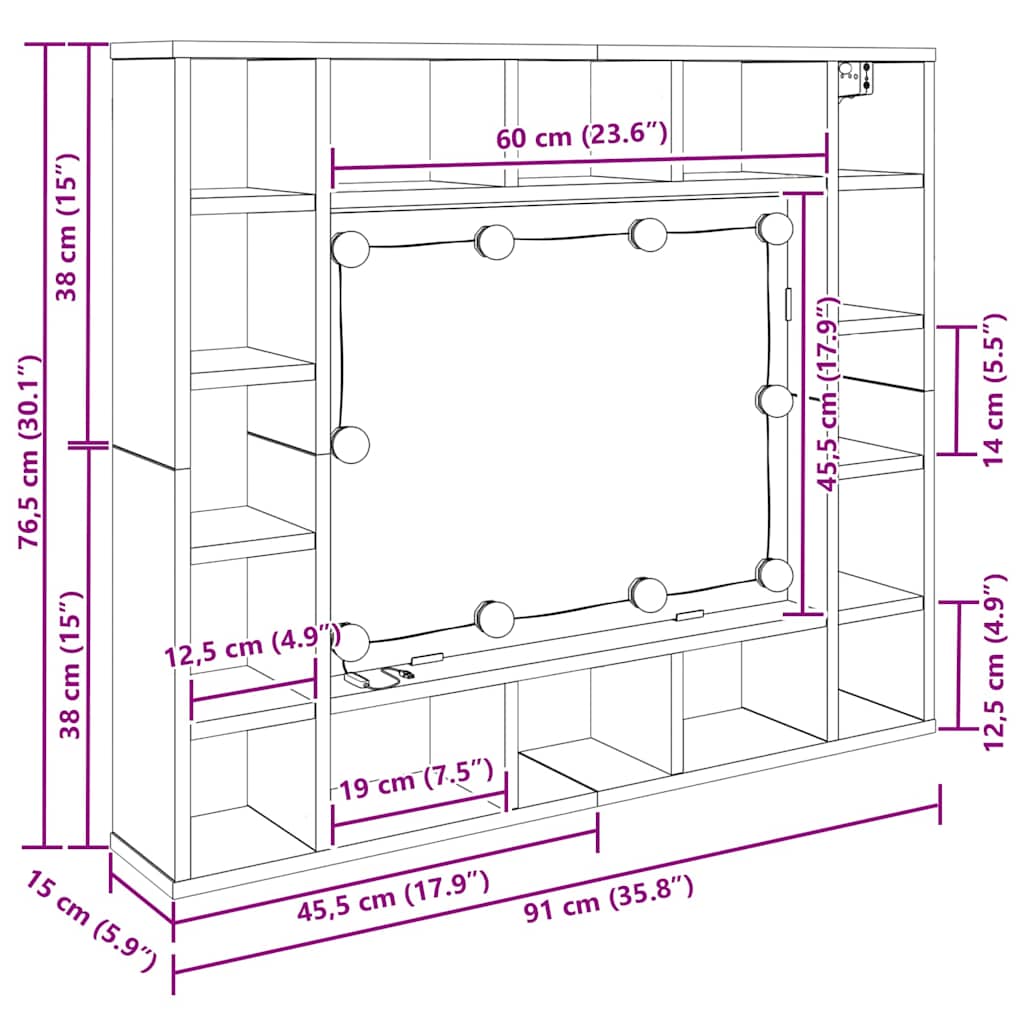 Ogledalo ormar Staro drvo 91 x 15 x 76,5 cm Konstruirano drvo